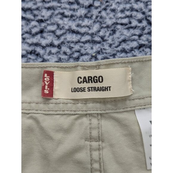 Y2K Levis Cargo Loose Straight Mens 36X35 Wide Leg Baggy Outdoor Hiking 90s Tan - Picture 12 of 13